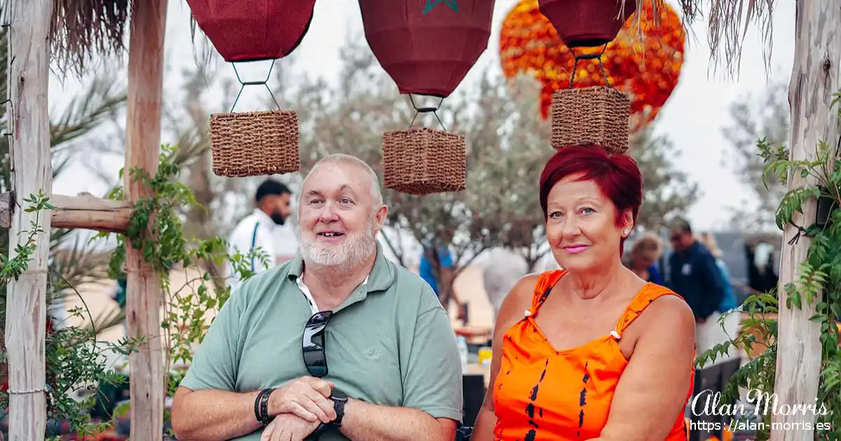 Alan Morris and Lisa Biles in the Agafay desert, Marrakech, Morocco.